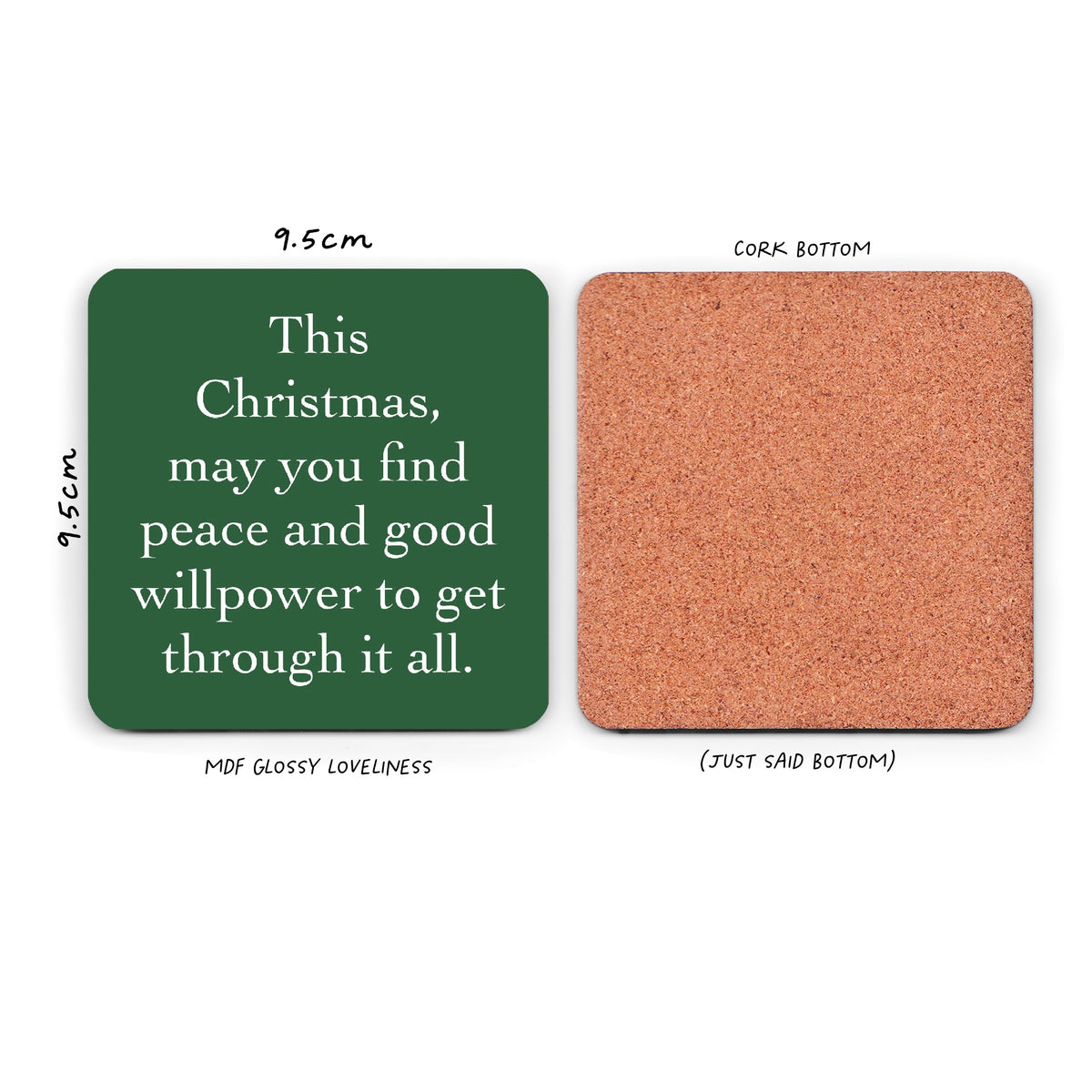 Funny Drinks Coaster - Christmas Willpower - Funny Christmas Coaster