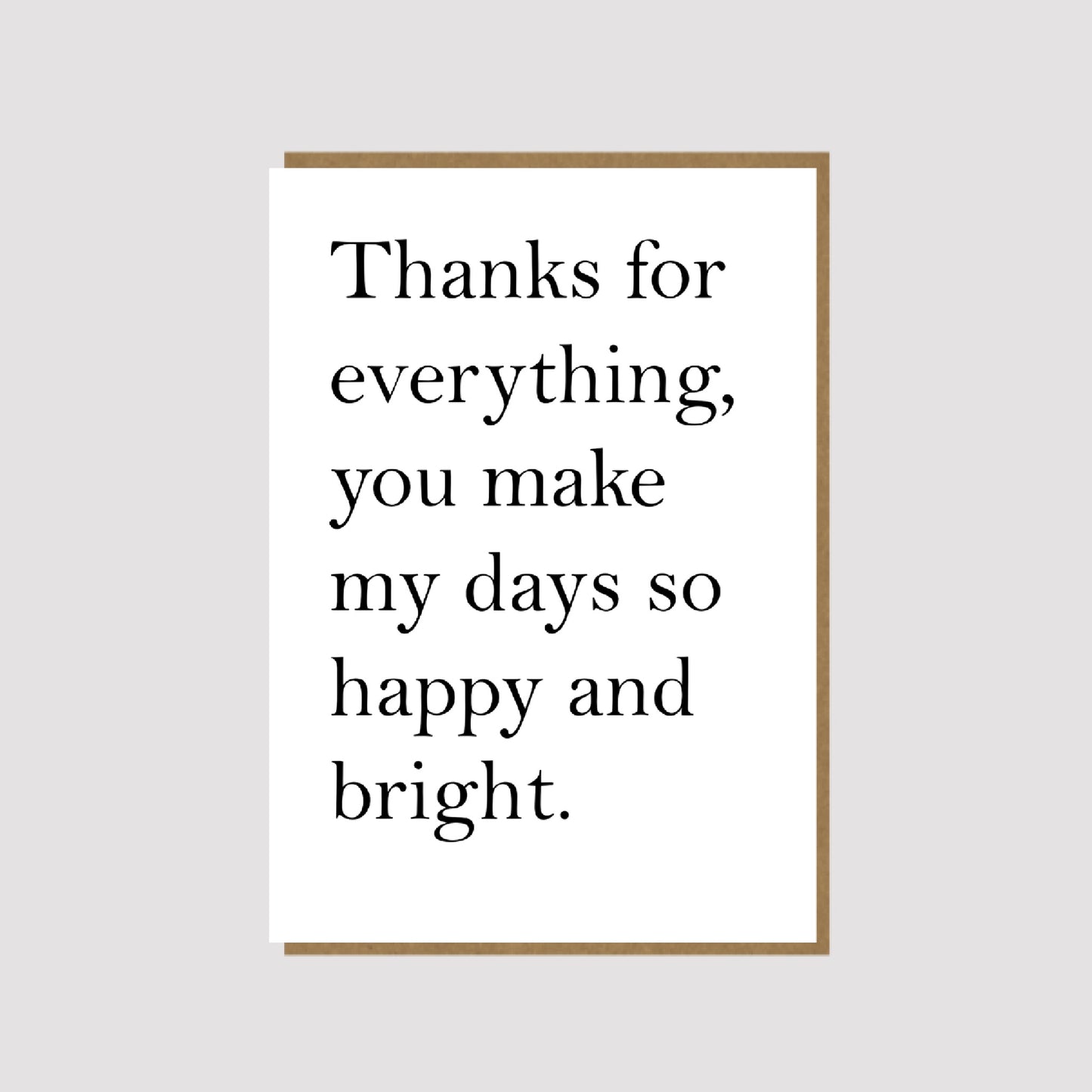 Thanks For Everything - thank you card