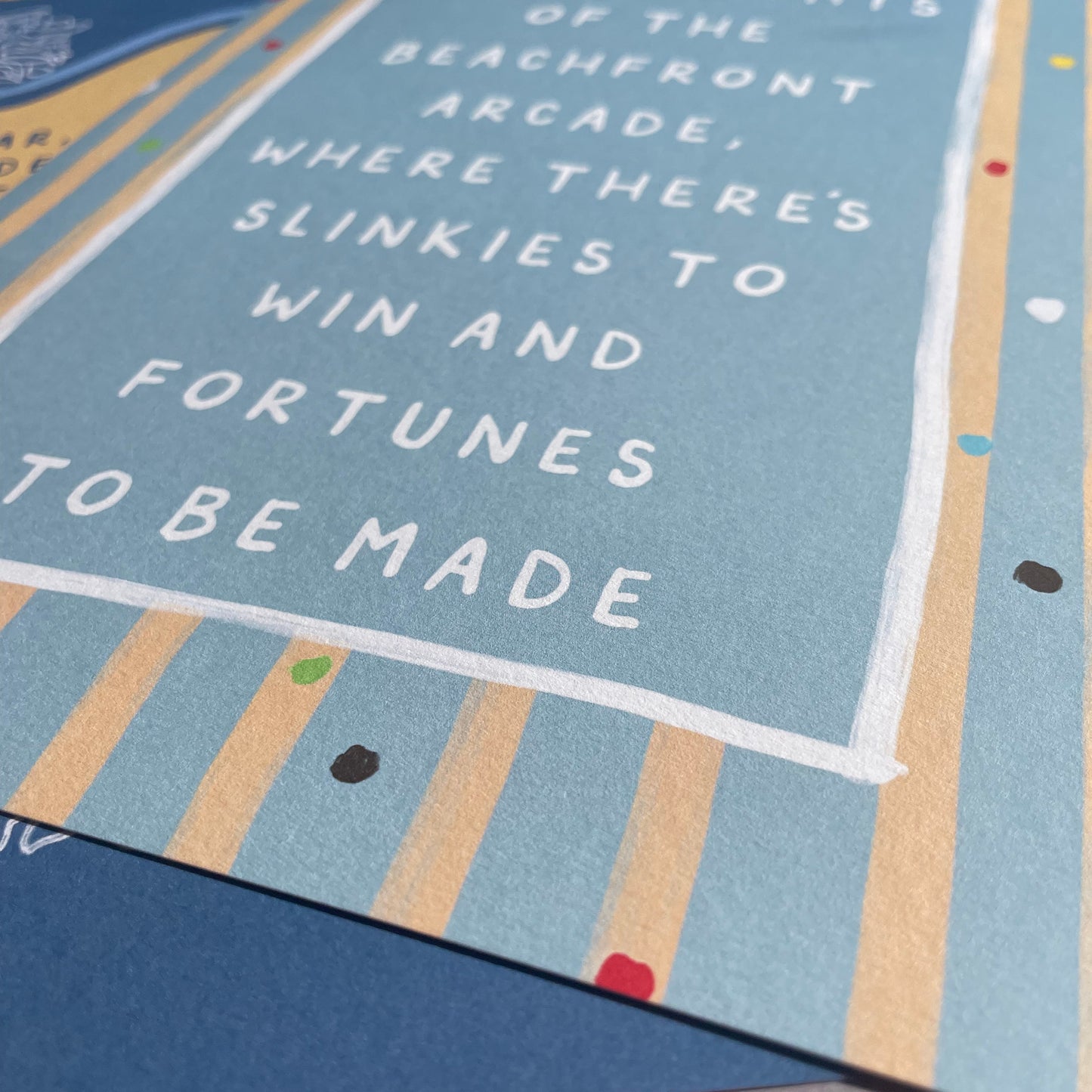 Close-up of a product packaging with text and design elements.