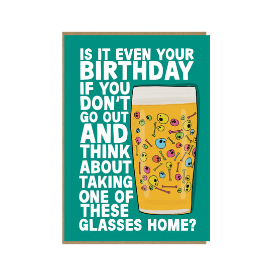 Stolen Glass Card - Beer Card - Funny Birthday card for Him