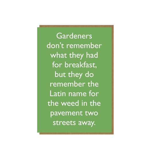 Latin Words - funny card for gardener