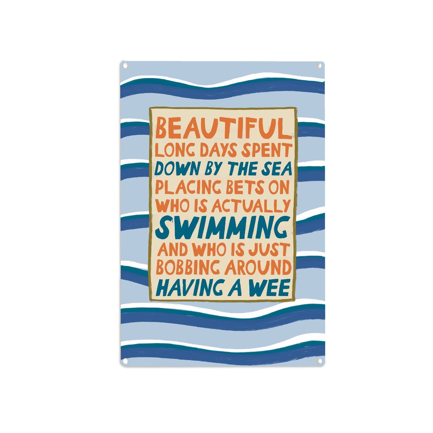 Beach Print - Funny Metal Vintage Sign