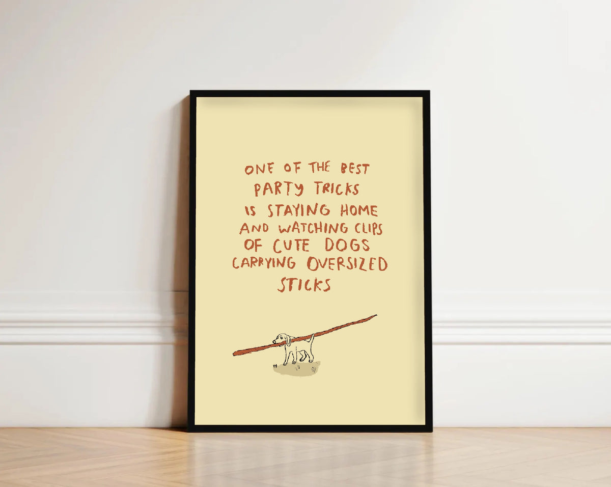 Dog Carrying Oversized Sticks - Dog Print - Funny Print