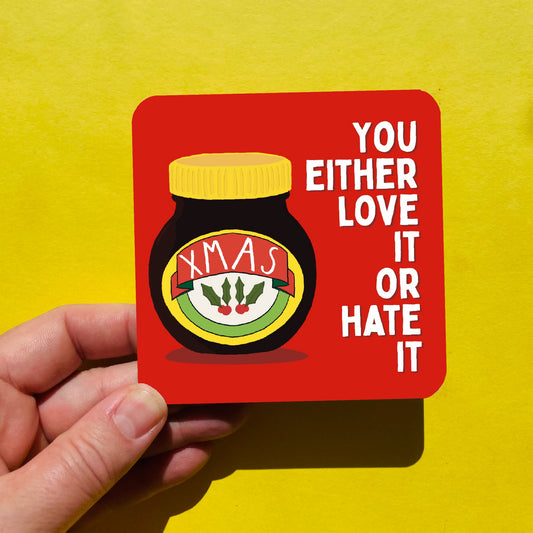 Funny Christmas Drinks Coaster - Marmite Coaster
