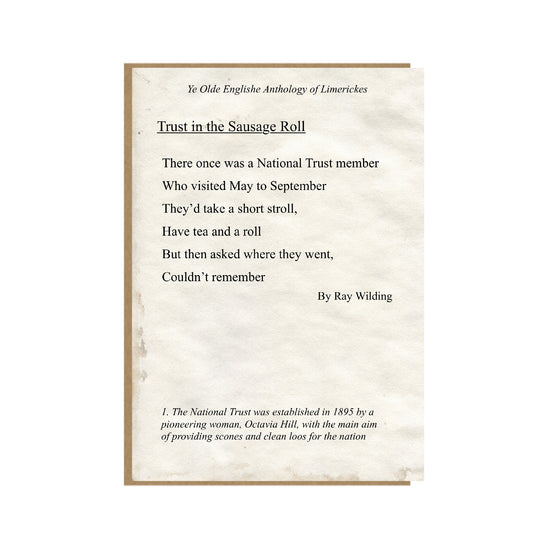 National Trust Card - Funny Limerick Card