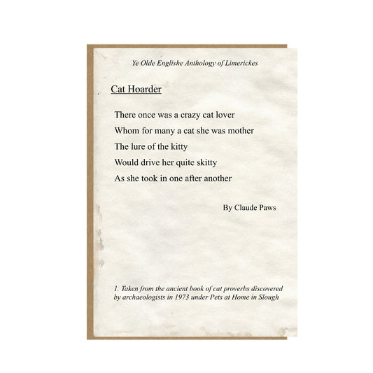 Cat Hoarder Card - Funny Limerick Card