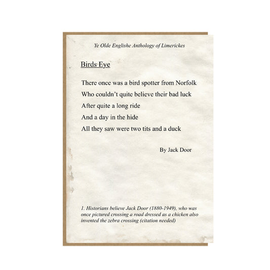 Bird Watching Card - Funny Limerick Card