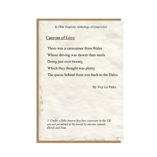 Caravan Card - Funny Limerick Card