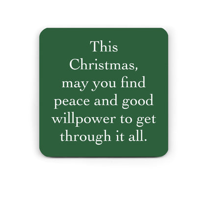 Funny Drinks Coaster - Christmas Willpower - Funny Christmas Coaster