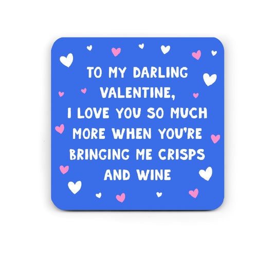 Funny Drinks Coaster - Crisps and Wine - Valentine's Gift