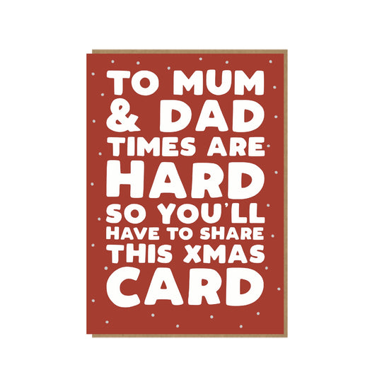 Mum And Dad - funny Christmas card for Mum and Dad