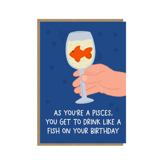 Pisces Fish - funny Pisces February March birthday card