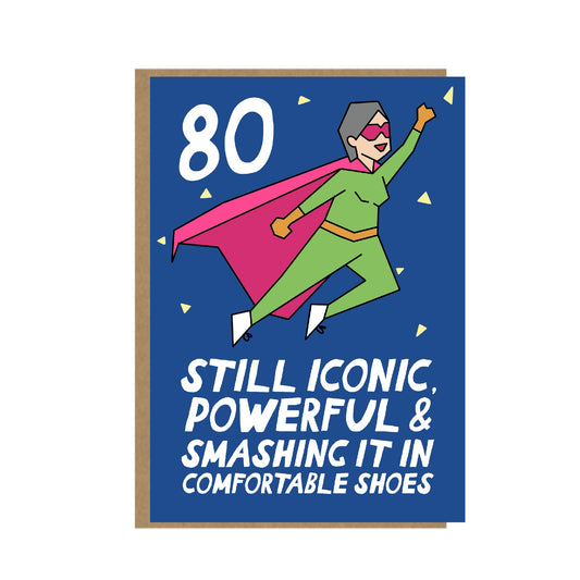 80 Birthday Card - Funny birthday card for her - Superhero