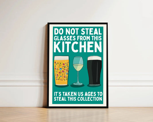 Stolen Glasses - Kitchen Print - Funny Kitchen Print