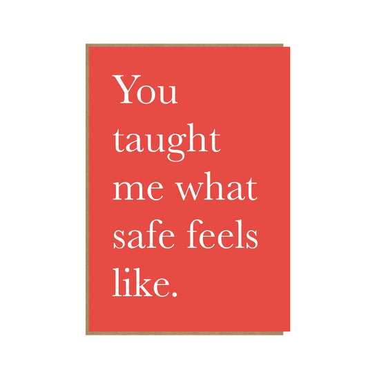 Red card with white text on a white background