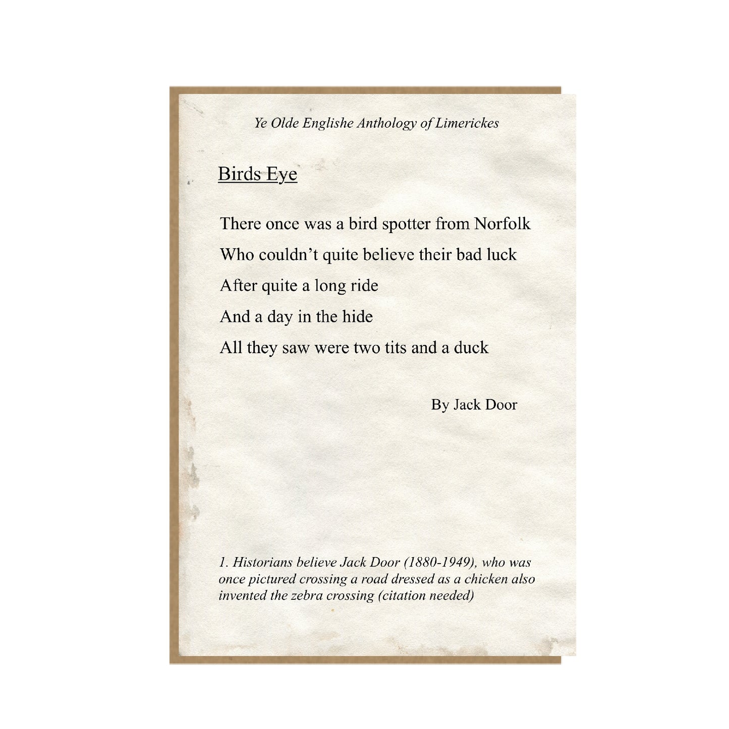 Bird Watching Card - Funny Limerick Card