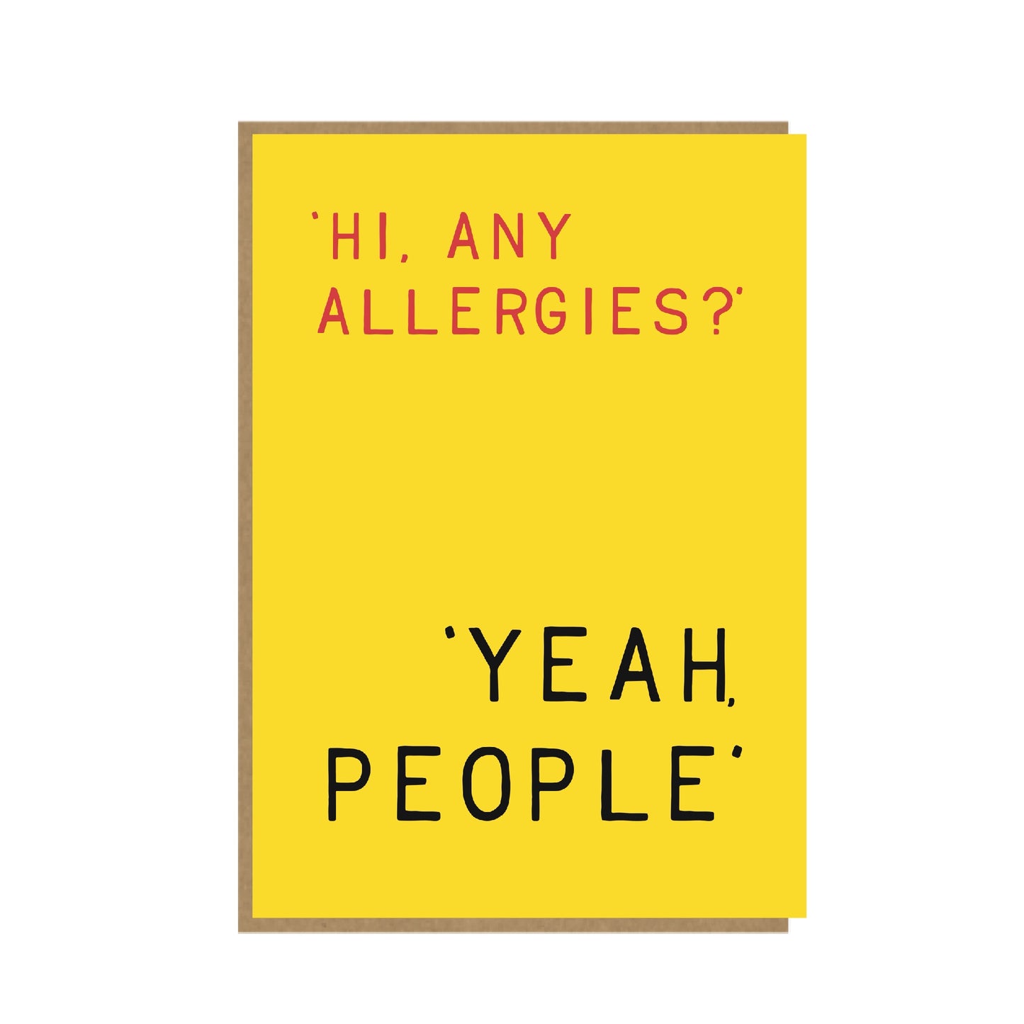 Any Allergies Card - Funny Food Card