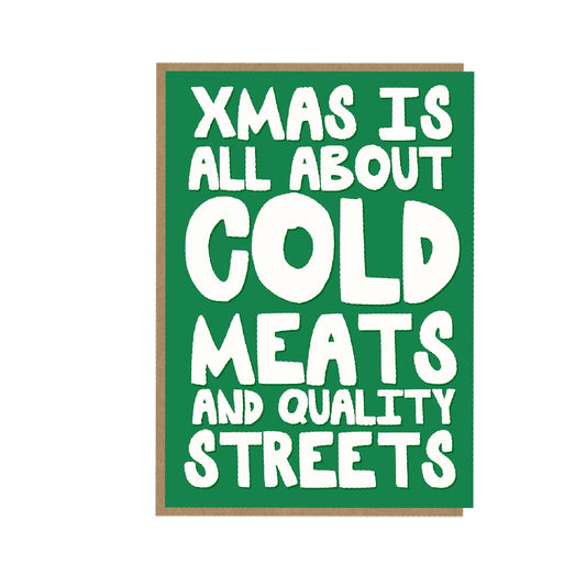 Cold meats and Quality Streets Christmas Card - funny Christmas Card