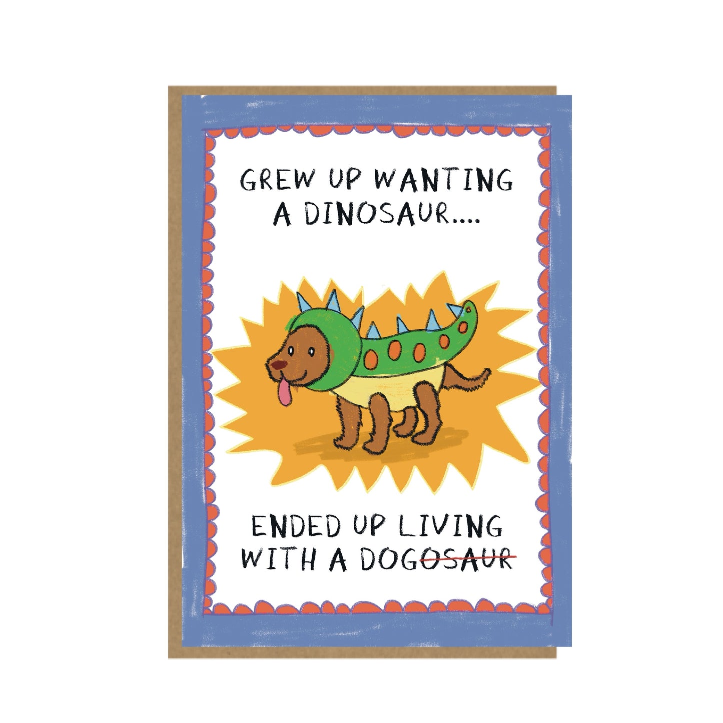 Dog and Dinosaur Card - Funny Dog Card - Nostalgic Card