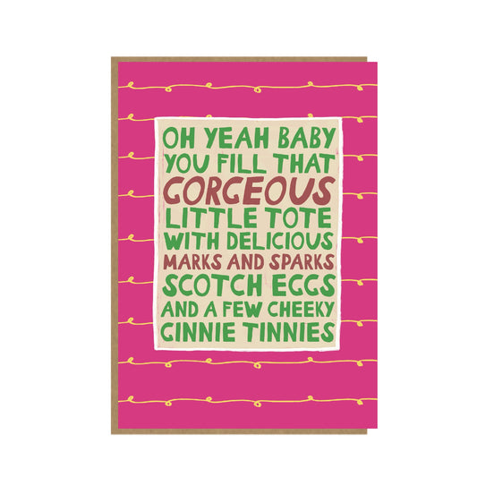Funny Tote Bag Card - Ginnie Tinnies Card - Bold and Bright